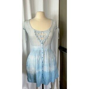 Free People Dress Summer Blue Babydoll Cottage Core Size 8